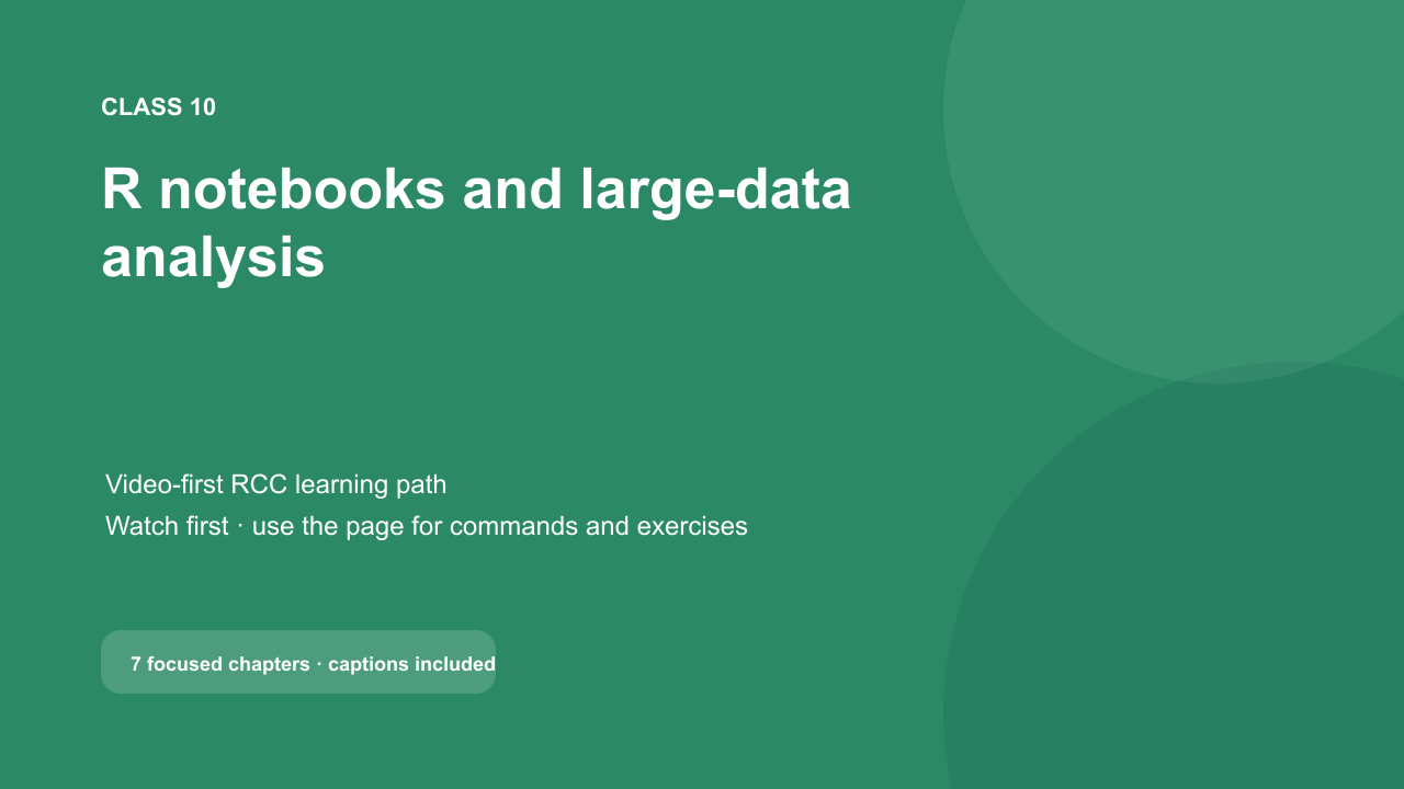 Class 10 video title: R notebooks and large-data analysis