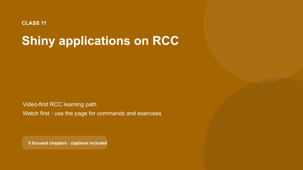Class 11 video title: Shiny applications on RCC