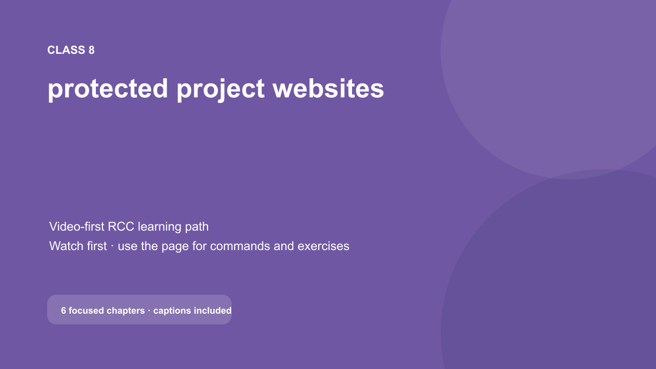 Class 8 video title: Protected project websites