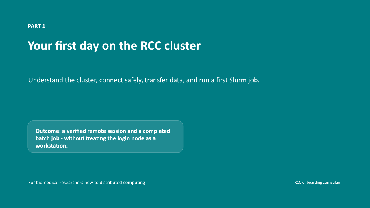 Class 1 video title: Your first day on the RCC cluster